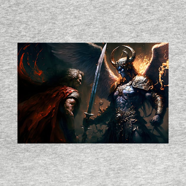 Battle between archangel Michael and Satan by AiArtPerceived